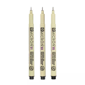 Pigma Micron® Fineliner Multi-tip 3-Pen Set, Black Ink (Sakura)
