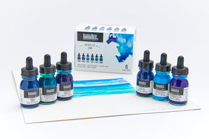 Acrylic Ink Set, Aqua Colors, 6x30ml (Liquitex Acrylic Ink)