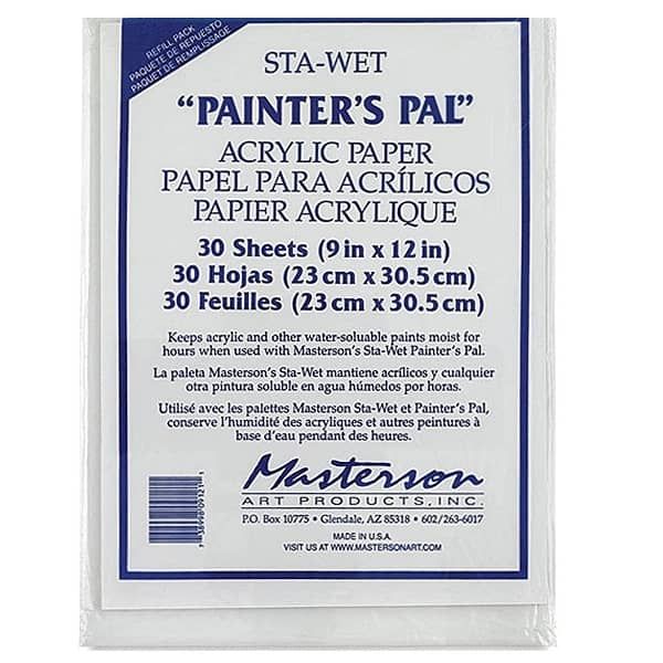 Paper Paciner Sta-Wet Painter's Pal Palette Acrylic Paper Refill, 30 Sheets (Masters ...