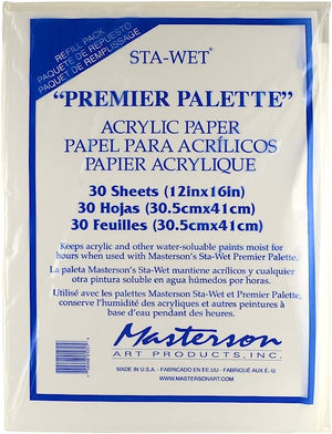 Sta-Wet Premier Palette Acrylic Paper Refill, 30 Sheets (Masterson)