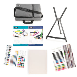 Essentials™ Mixed Media Travel Satchel Art Set with Easel, 164 Piece (Royal & Langnickel)