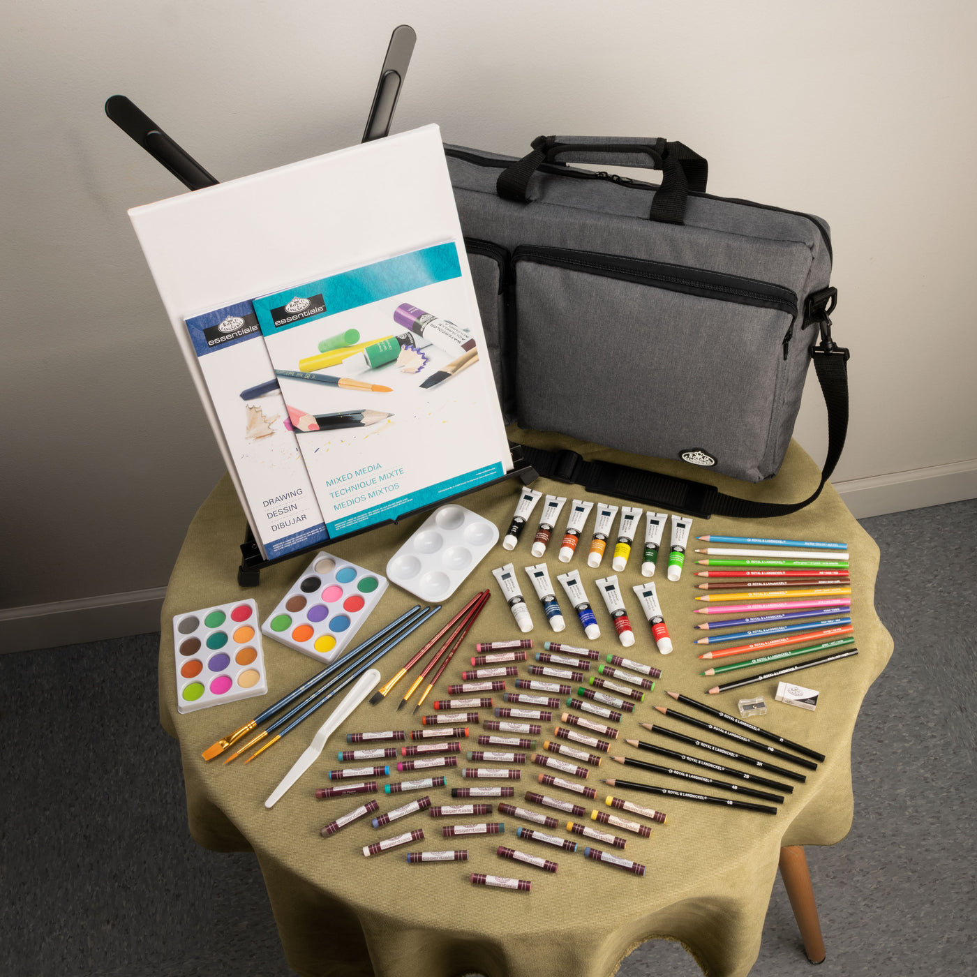 Essentials™ Mixed Media Travel Satchel Art Set with Easel