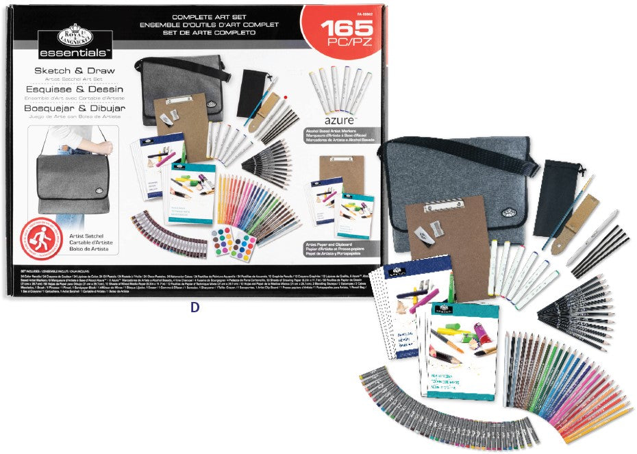 Essentials™ Sketch and Draw Artist Satchel Set, 165 Piece (Royal