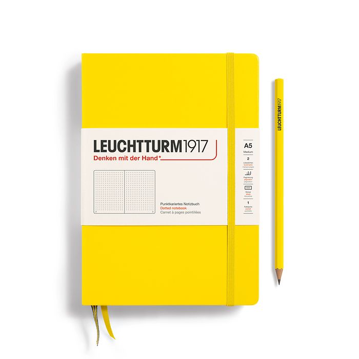 Notebook, Dotted Pages, Medium A5, Lemon Hardcover (Leuchtturm 1917)
