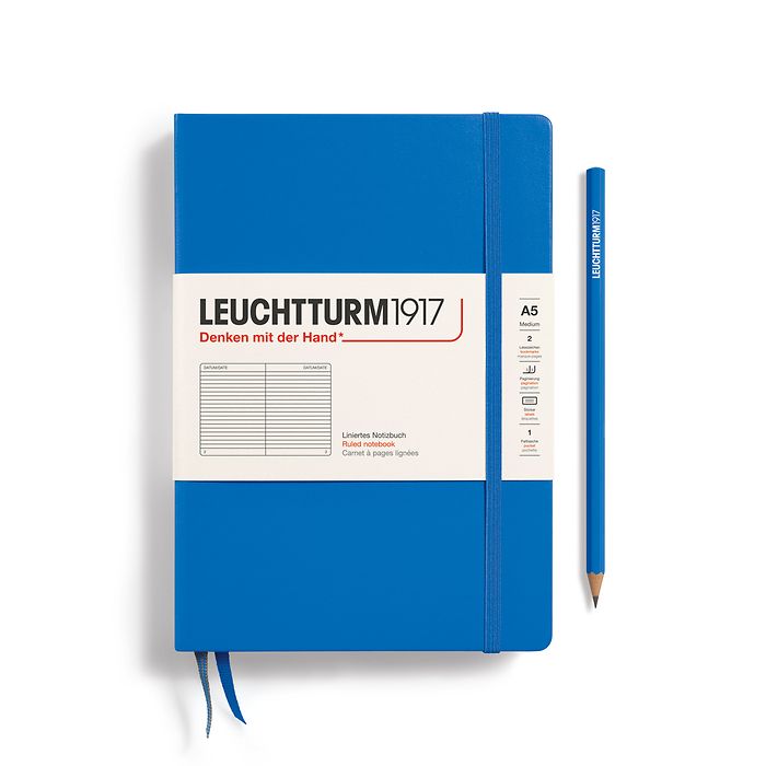Notebook, Lined Pages, Medium A5, Sky Hardcover (Leuchtturm 1917)