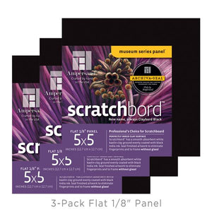 Scratchbord™ 1/8th Inch Flat Artist Panel, Black, Various Sizes (Ampersand)