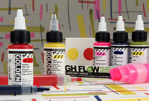 Professional High Flow Acrylic Inks, Marker Set (Golden High Flow)