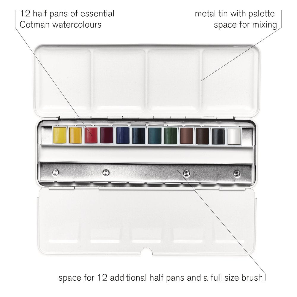Winsor & Newton Professional Watercolor - Travel Tin, Set of 12, Assorted  Colors, Tubes