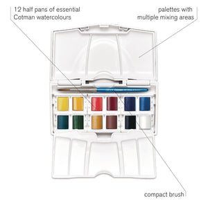 Cotman Watercolours Palette Pocket Set, 12 Half Pans (Winsor & Newton)