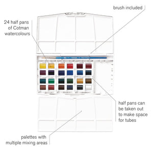 Cotman Watercolour Travel Set, 24 Half Pans (Winsor & Newton)