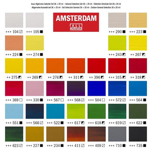 Acrylics General Selection Set of 36 Colors (Amsterdam)