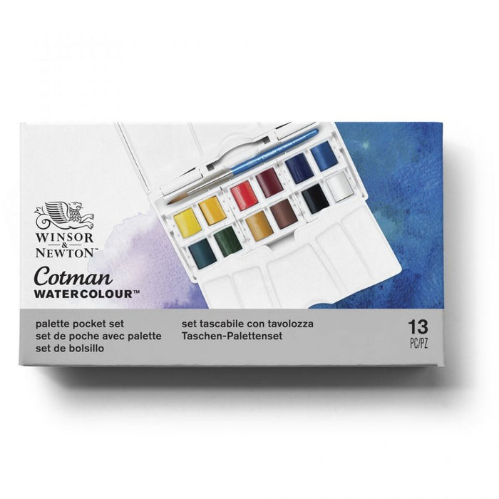 Cotman Watercolours Palette Pocket Set, 12 Half Pans (Winsor & Newton)