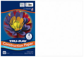 Tru-Ray® Construction Paper, White, 50 Sht/Pk, Various Sizes (Pacon)