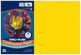 Tru-Ray® Construction Paper, Yellow, 50 Sht/Pk, Various Sizes (Pacon)