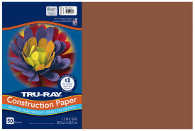 Tru-Ray® Construction Paper, Warm Brown, 50 Sht/Pk, Various Sizes (Pacon)