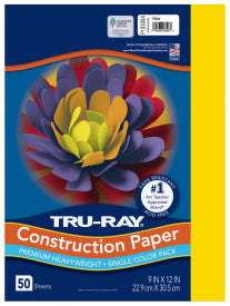 Tru-Ray® Construction Paper, Yellow, 50 Sht/Pk, Various Sizes (Pacon)