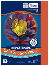 Tru-Ray® Construction Paper, Orange, 50 Sht/Pk, Various Sizes (Pacon)
