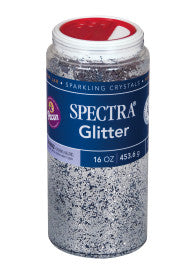 Spectra® Glitter Sparkling Crystals, Silver, 1 lb. Jar (Pacon)