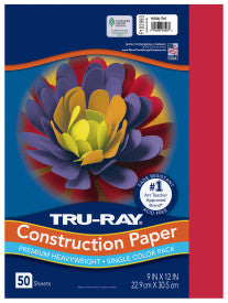 Tru-Ray® Construction Paper, Holiday Red, 50 Sht/Pk, 9"x12" (Pacon)