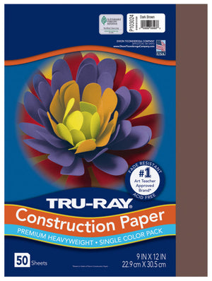 Tru-Ray® Construction Paper, Dark Brown, 50 Sht/Pk, Various Sizes  (Pacon)