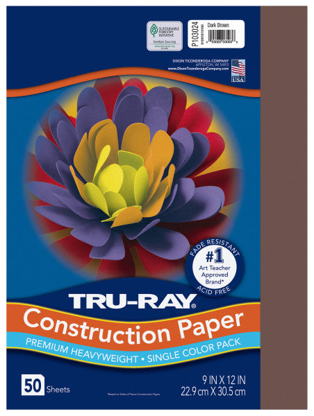 Tru-Ray® Construction Paper, Dark Brown, 50 Sht/Pk, Various Sizes  (Pacon)